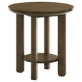 Ottowa 22-Inch Round Wood Side End Table with Shelf Brown