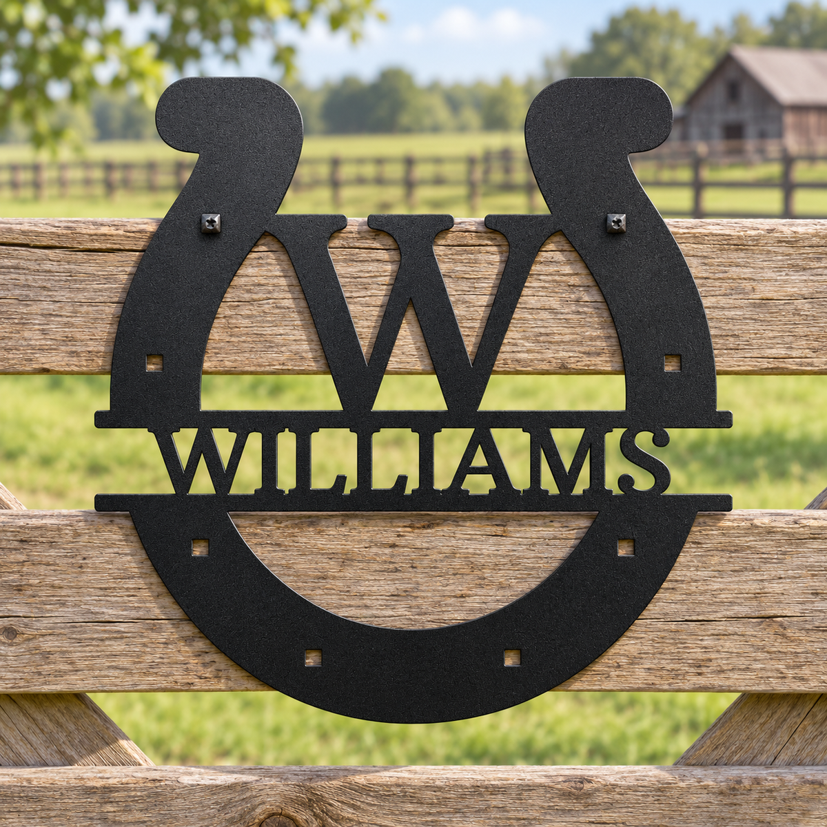 Custom Metal Wall Art - Personalized Horseshoe Sign