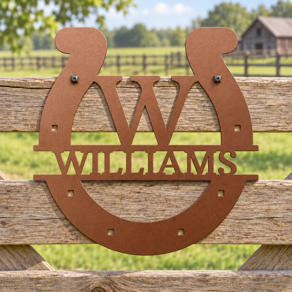 Custom Metal Wall Art - Personalized Horseshoe Sign