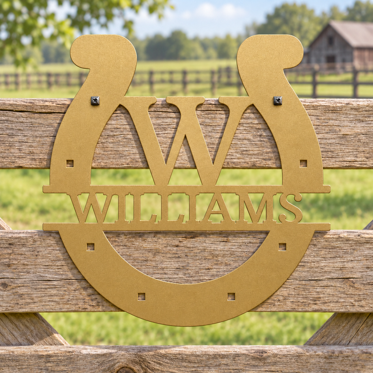 Custom Metal Wall Art - Personalized Horseshoe Sign