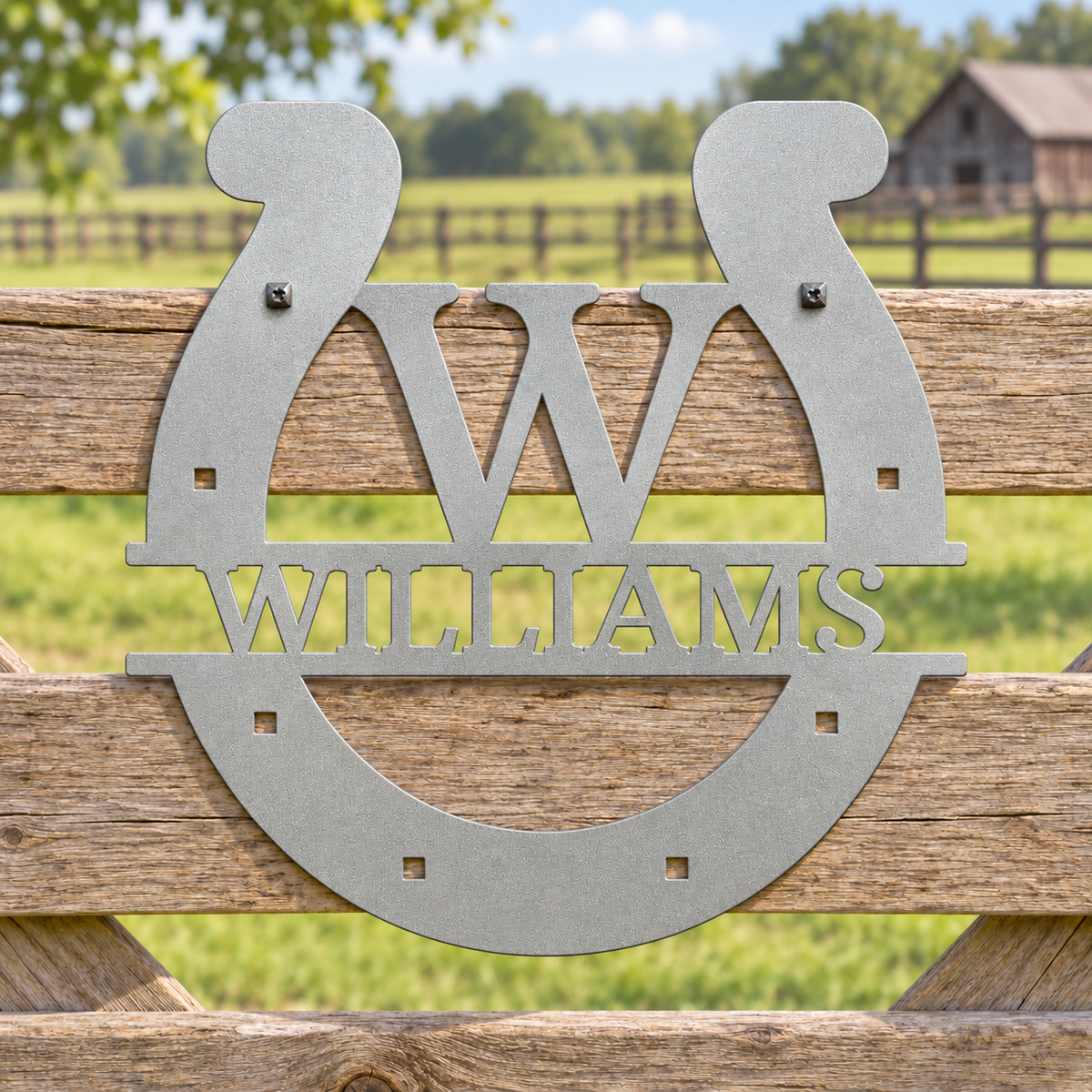 Custom Metal Wall Art - Personalized Horseshoe Sign