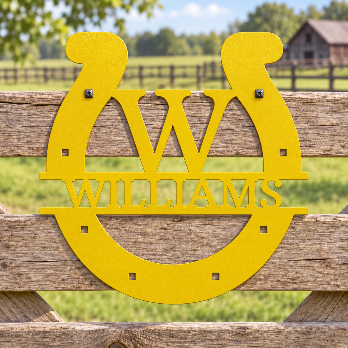 Custom Metal Wall Art - Personalized Horseshoe Sign