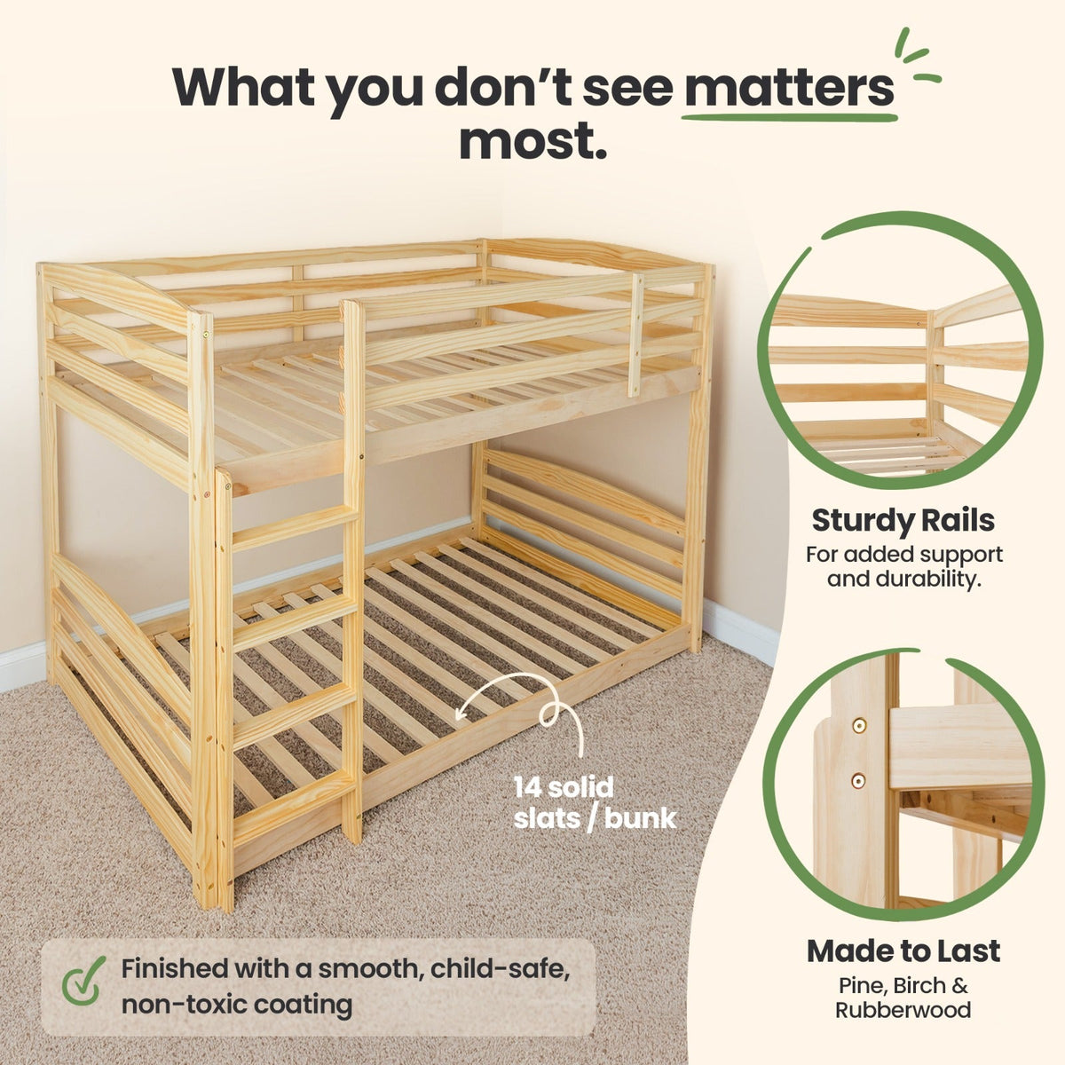 Solid Bunk Bed For Kids