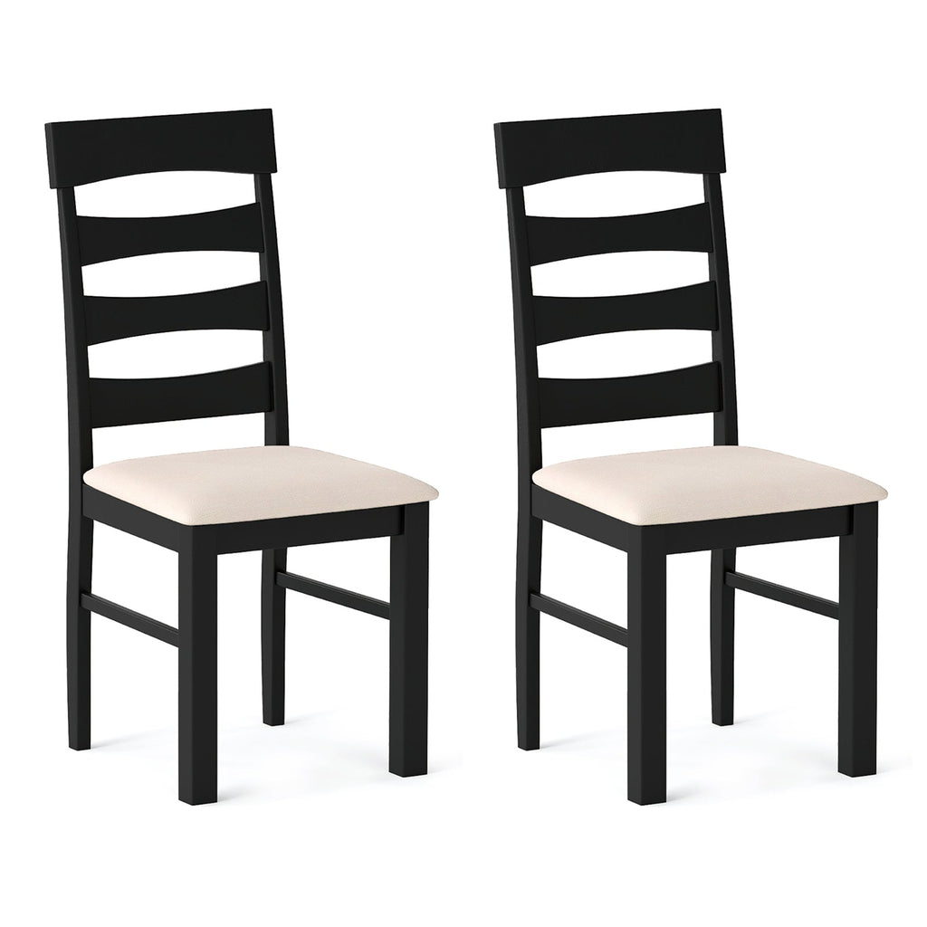 High Back Dining Room Chairs Set of 2 with Padded Seat-Black