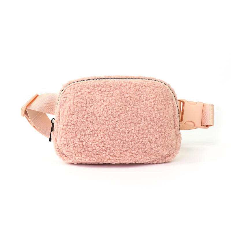 The Lennon Sherpa Belt Bag, Sling Bag, Waist Bag | Light Pink