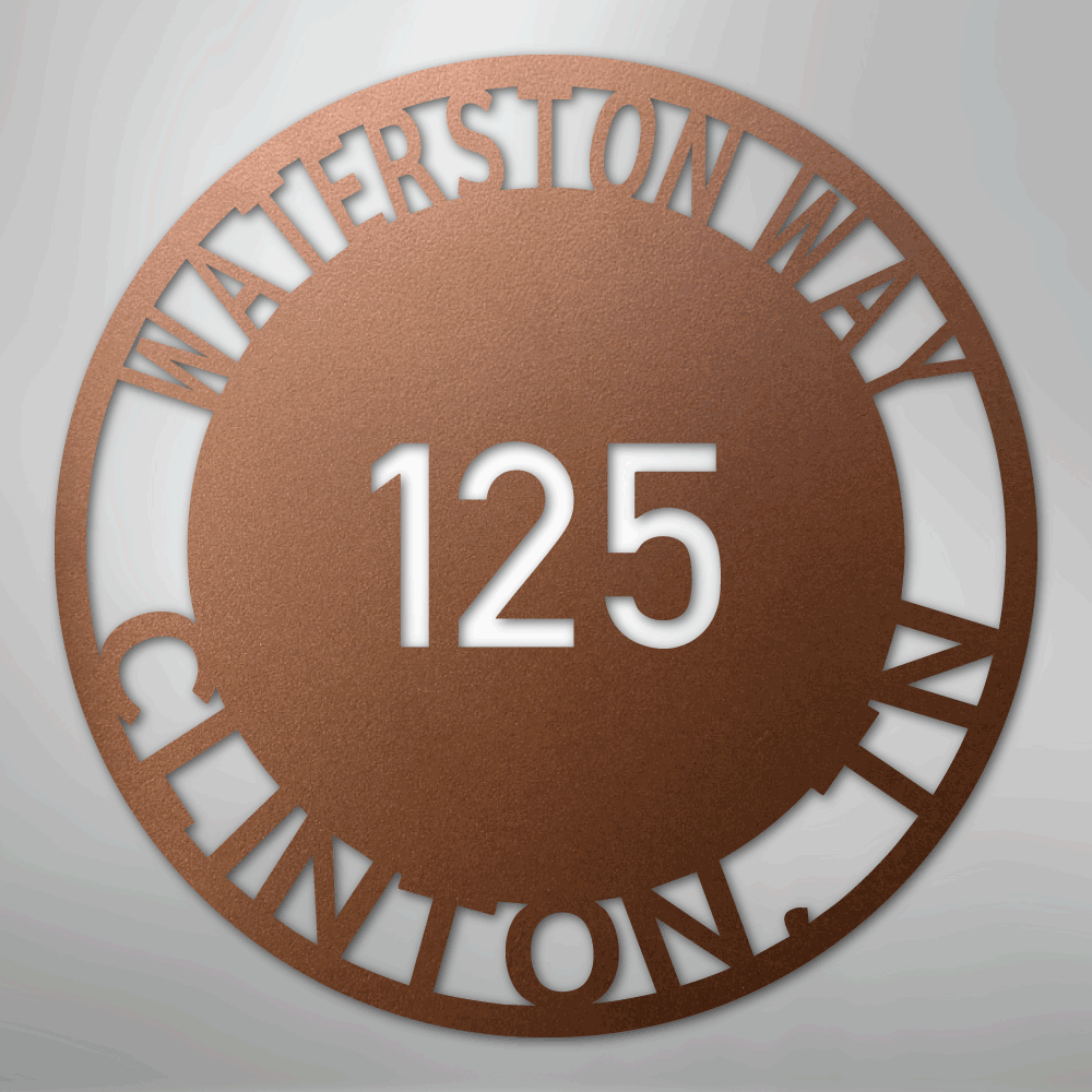 Custom Metal Sign - Personalized Circle Address Plaque