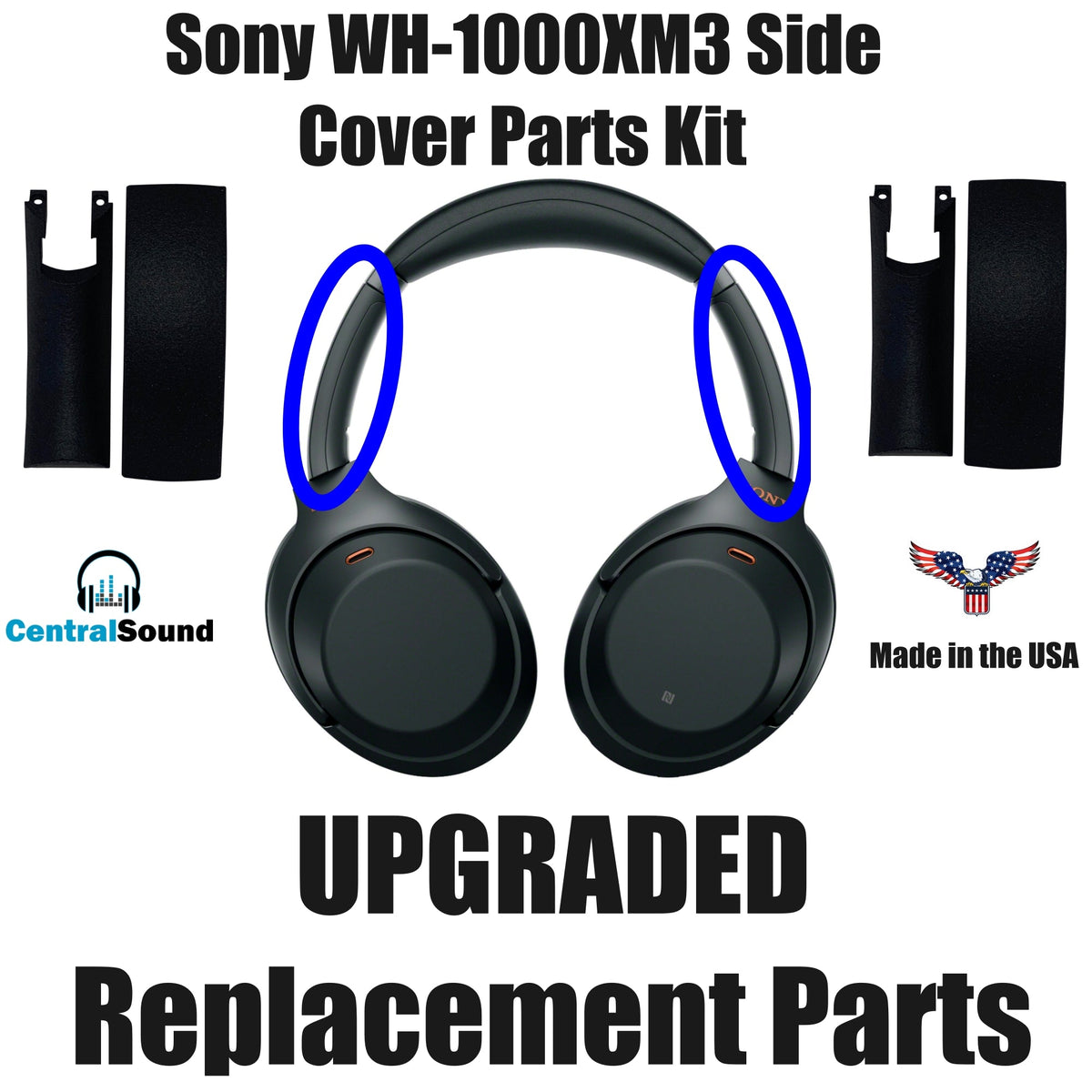 Replacement Side Cover Slider Parts UPGRADE KIT for Sony WH-1000XM3 WH1000XM3 Headphones