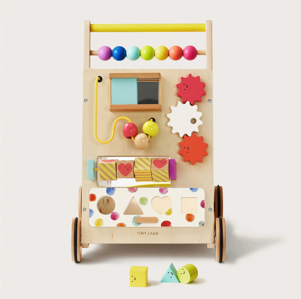 Tiny Land® Premium Natural Wooden Activity Walker