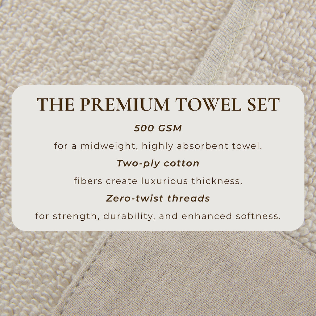 Cotton Linen-Like Border 6-Piece Towel Set - Priya Collection