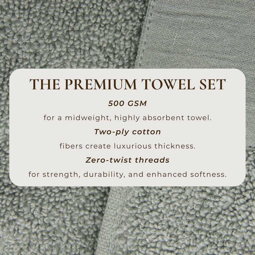 Cotton Linen-Like Border 6-Piece Towel Set - Priya Collection