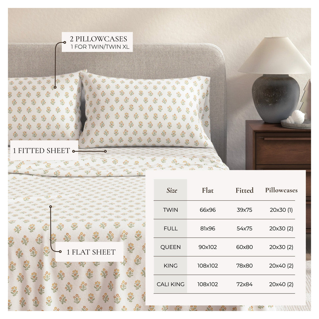 Turkish Cotton Flannel Sheet Set - Winter Floral Collection