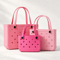 Rubber Tote Bag Set of 3 (XL/M/S) – Stylish Pink Tones EVA Bags, Great Value